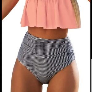 Cupshe Striped High Waisted Bikini Bottom